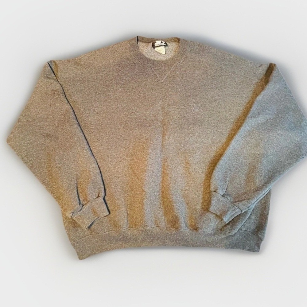 Starter Sweatshirt Mens XL Gray Crewneck Fleece Pullover Relaxed Fit Athletic